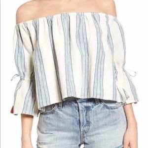 Tularosa Alexa linen off the shoulder crop top